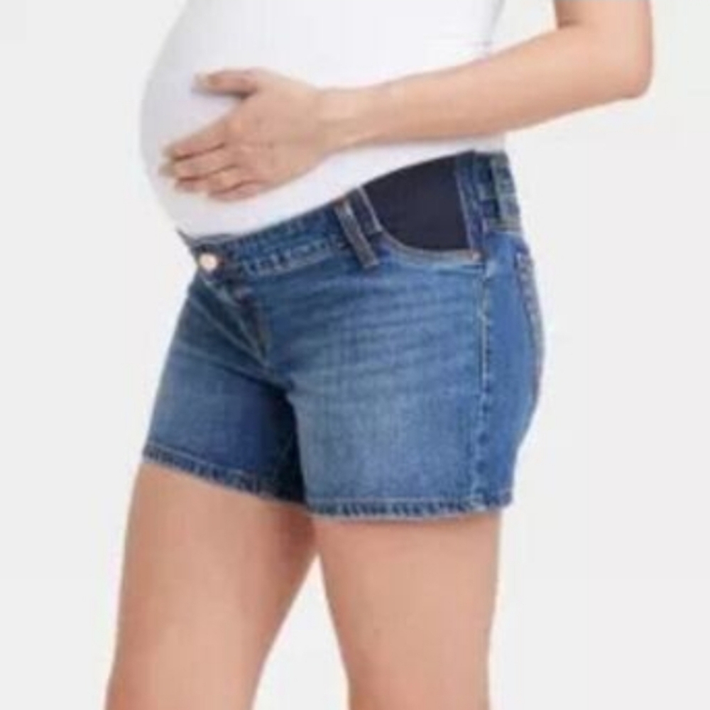 NWT Isabel Maternity MIDI Denim Shorts Size 16 - Picture 2 of 7